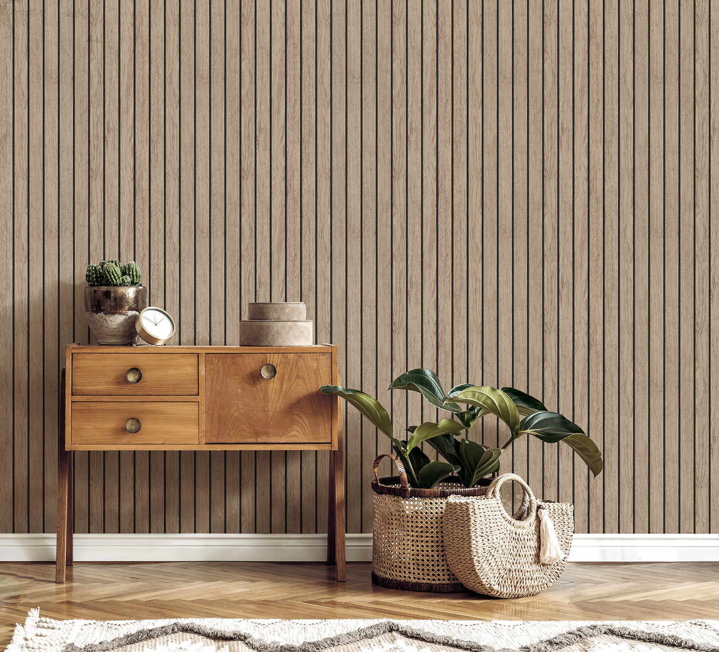 York Wallcoverings Fine Decor Manolo Light Brown Wooden Slat Wallpaper Graphics Modern Light Brown  Wallpaper - FD43830