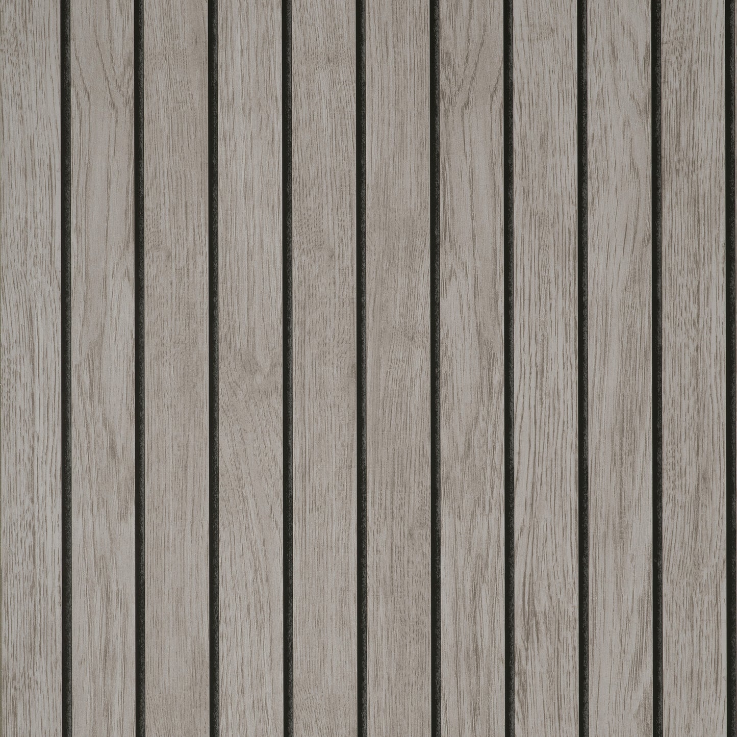 Weathered grey wood deck planks with dark seams, arranged vertically for rustic outdoor flooring texture.