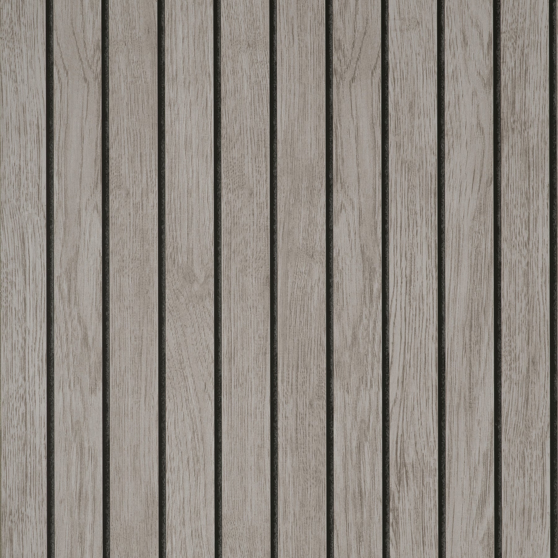 Weathered grey wood deck planks with dark seams, arranged vertically for rustic outdoor flooring texture.