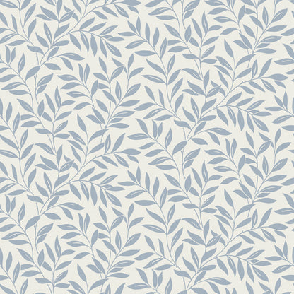 York Wallcoverings Fine Decor Marin Blue Leaf Trail Wallpaper Botanical Farmhouse Blue  Wallpaper - FD43838