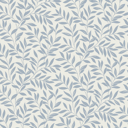 York Wallcoverings Fine Decor Marin Blue Leaf Trail Wallpaper Botanical Farmhouse Blue  Wallpaper - FD43838