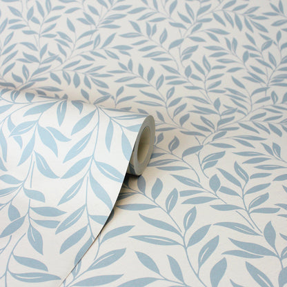 York Wallcoverings Fine Decor Marin Blue Leaf Trail Wallpaper Botanical Farmhouse Blue  Wallpaper - FD43838