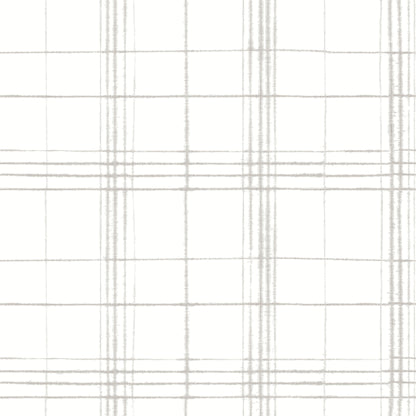 York Wallcoverings Blues II Farmhouse Plaid Linen and White Wallpaper  Bohemian Whites and Off-Whites   - FH4019