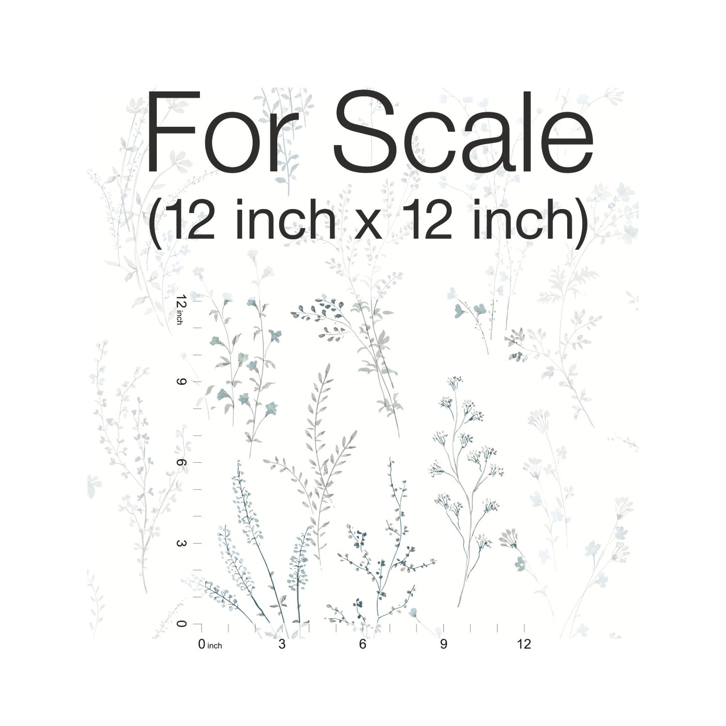 York Wallcoverings Black and White, III Wildflower Sprigs Blue and Green Wallpaper  Bohemian Blues   - FH4027