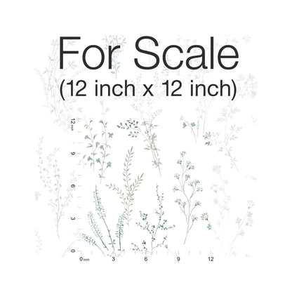 York Wallcoverings Black and White, III Wildflower Sprigs Blue and Green Wallpaper  Bohemian Blues   - FH4027