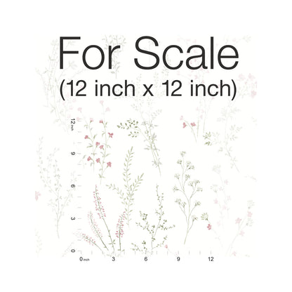 York Wallcoverings Earthy Tones Wildflower Sprigs Pink & Green Wallpaper Bohemian Bohemian Pink & Green   - FH4028