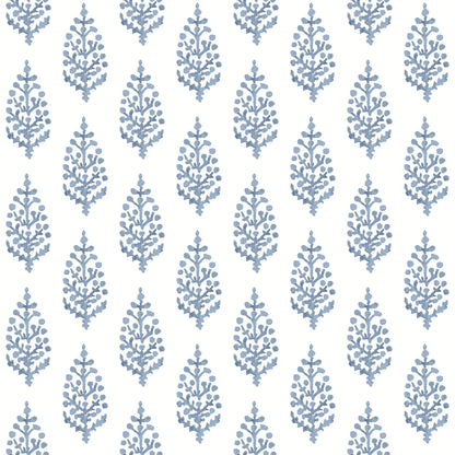York Wallcoverings Simply Farmhouse Paisley on Calico Blue Wallpaper  Botanical Blues   - FH4068