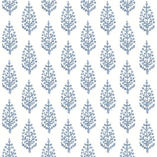 York Wallcoverings Simply Farmhouse Paisley on Calico Blue Wallpaper  Botanical Blues   - FH4068