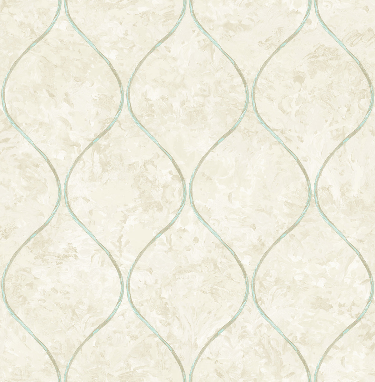 Seabrook Designs  Ogee Ogee Contemporary Metallic Teal , Greige   - FI70501