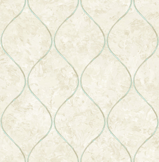 Seabrook Designs  Ogee Ogee Contemporary Metallic Teal , Greige   - FI70501