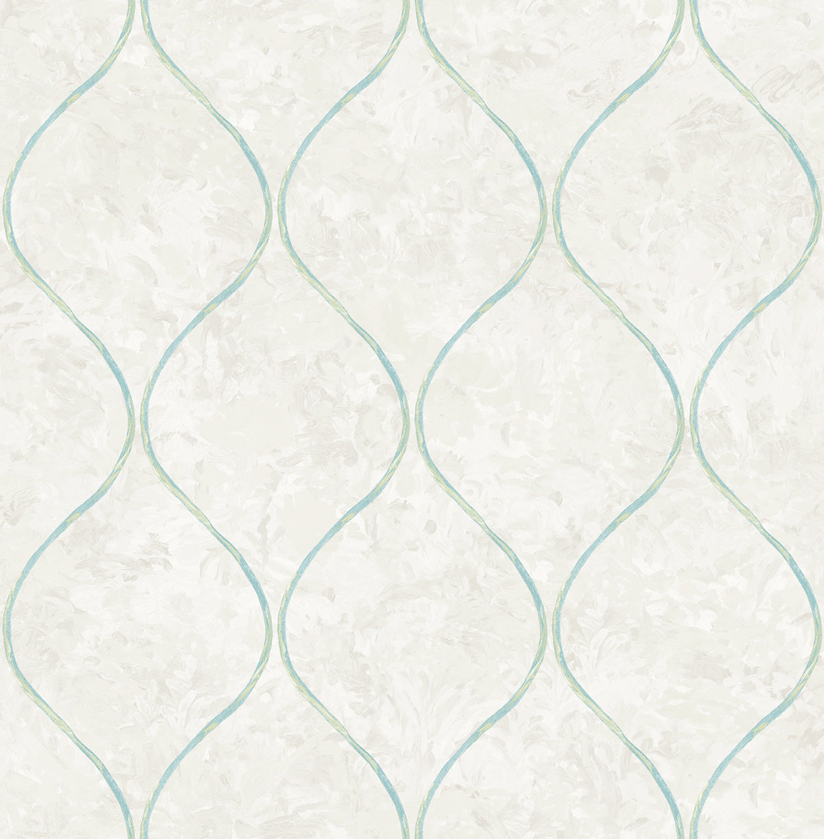 Seabrook Designs  Ogee Ogee Contemporary Grey, Aqua, , Metallic Gold   - FI70502