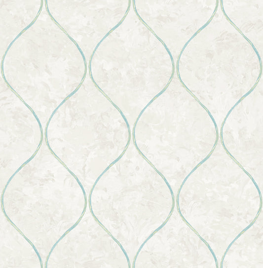 Seabrook Designs  Ogee Ogee Contemporary Grey, Aqua, , Metallic Gold   - FI70502