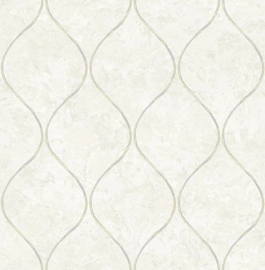 Seabrook Designs  Ogee Ogee Contemporary Off-White , Metallic Gold   - FI70505