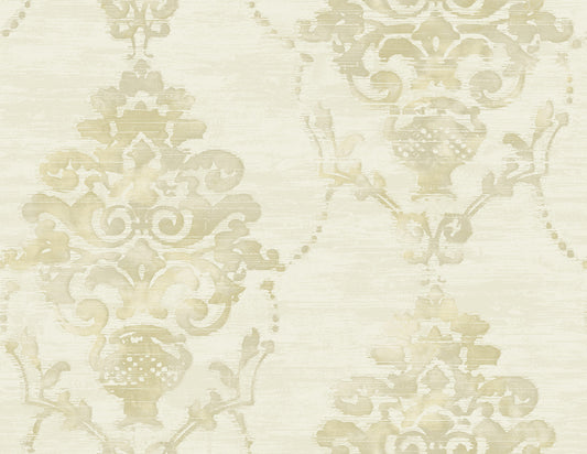 Seabrook Designs  Damask Damask Contemporary Metallic, Cream, , Greige   - FI71014