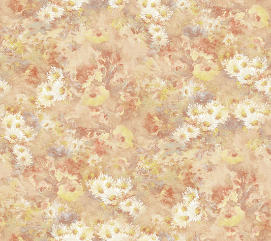 Seabrook Designs  Daisy Floral Contemporary Metallic, Rust, , Cream   - FI71301