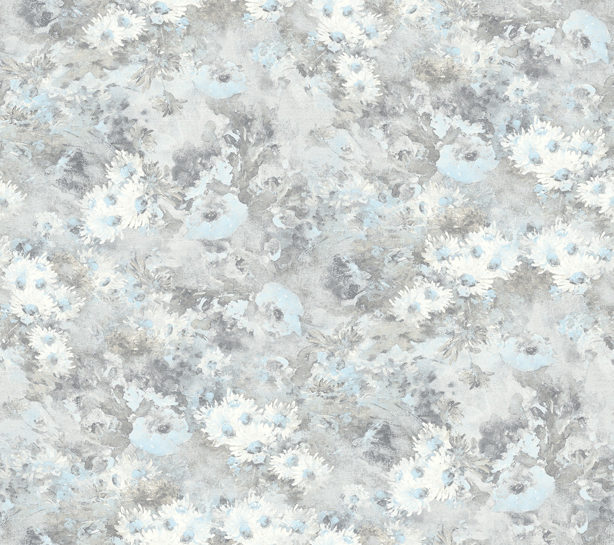 Seabrook Designs  Daisy Floral Contemporary Metallic Silver , Sky Blue   - FI71308