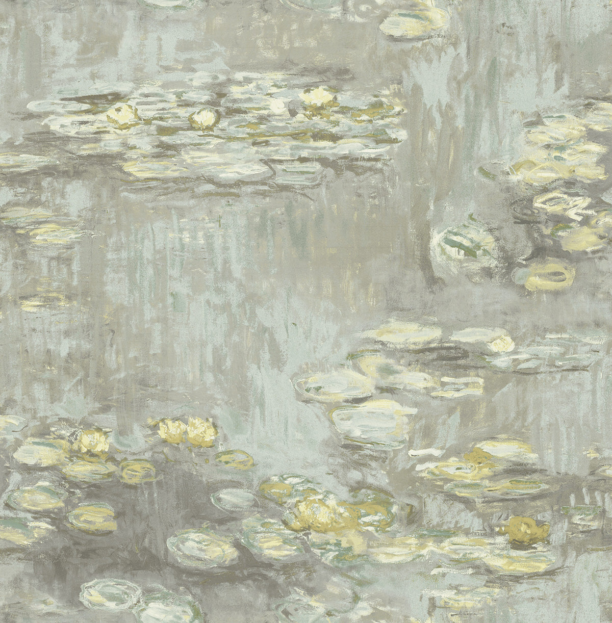 Seabrook Designs  Lily Pads Botanical Contemporary Gray, Powder Blue, , Gold   - FI71507