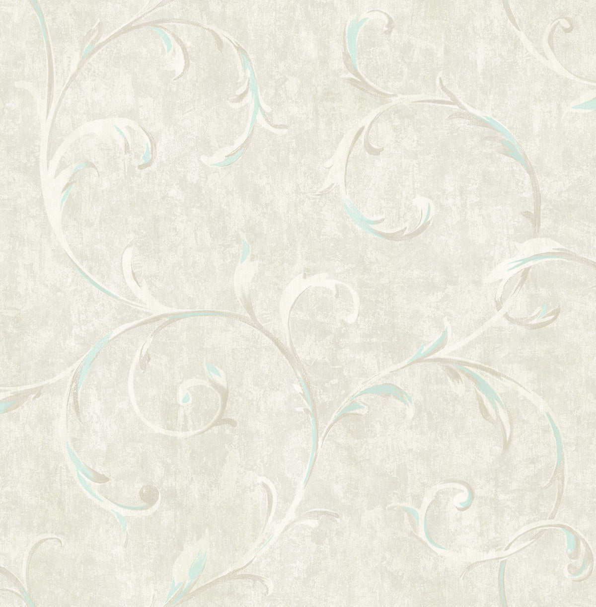 Seabrook Designs  Scroll Scroll Contemporary Metallic Baby Blue , Grey   - FI71604