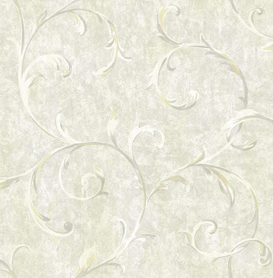 Seabrook Designs  Scroll Scroll Contemporary Metallic Gold , Grey   - FI71607