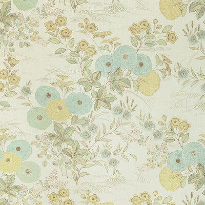 KRAVET COUTURE PRINT  TEAL,YELLOW,GREEN   - FIORELLA.354.0