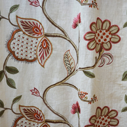 JF Fabrics JF Studio FIORE 26 Fabric Traditional,Transitional,Contemporary,Floral Brown,Burgundy,Red,Creme,Beige,Green,Multi,Offwhite,Orange,Rust,Pink  Embroidery,Linen,Linen Texture - 5479326 SJ101