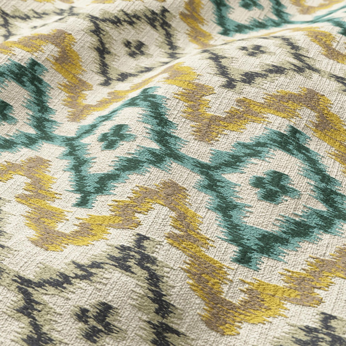 JF Fabrics FIRENZA 65 Fabric Ikat, Flamestitch, Transitional Blue, Teal, Green  Embroidery - 9012965 J9161