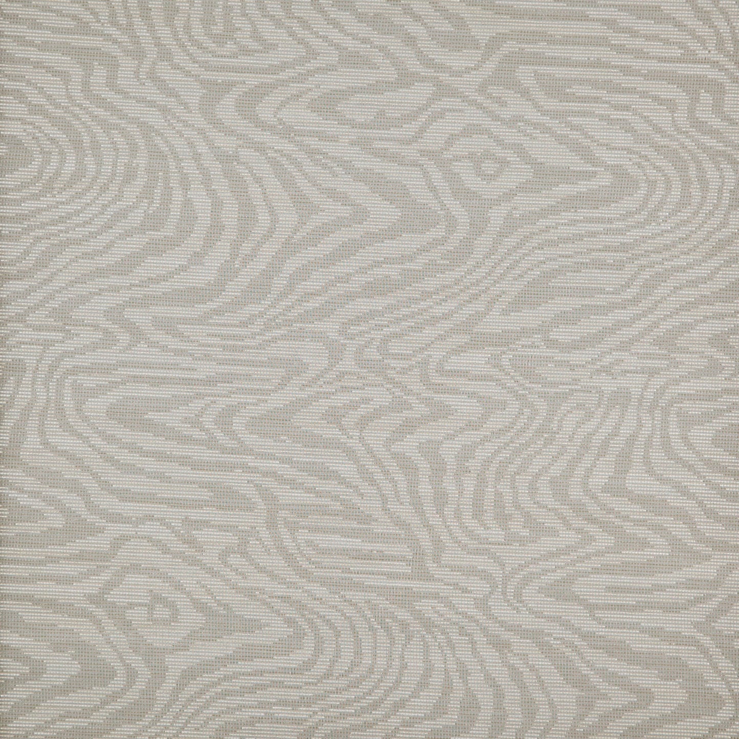 Cream and taupe zebra-inspired woven fabric with flowing, wavy stripes.