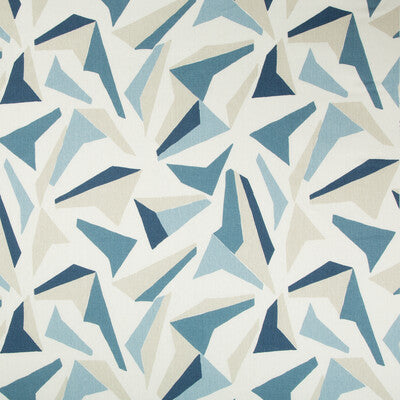 KRAVET BASICS PRINT MODERN DARK BLUE,LIGHT BLUE,BEIGE   - FLOCK.516.0