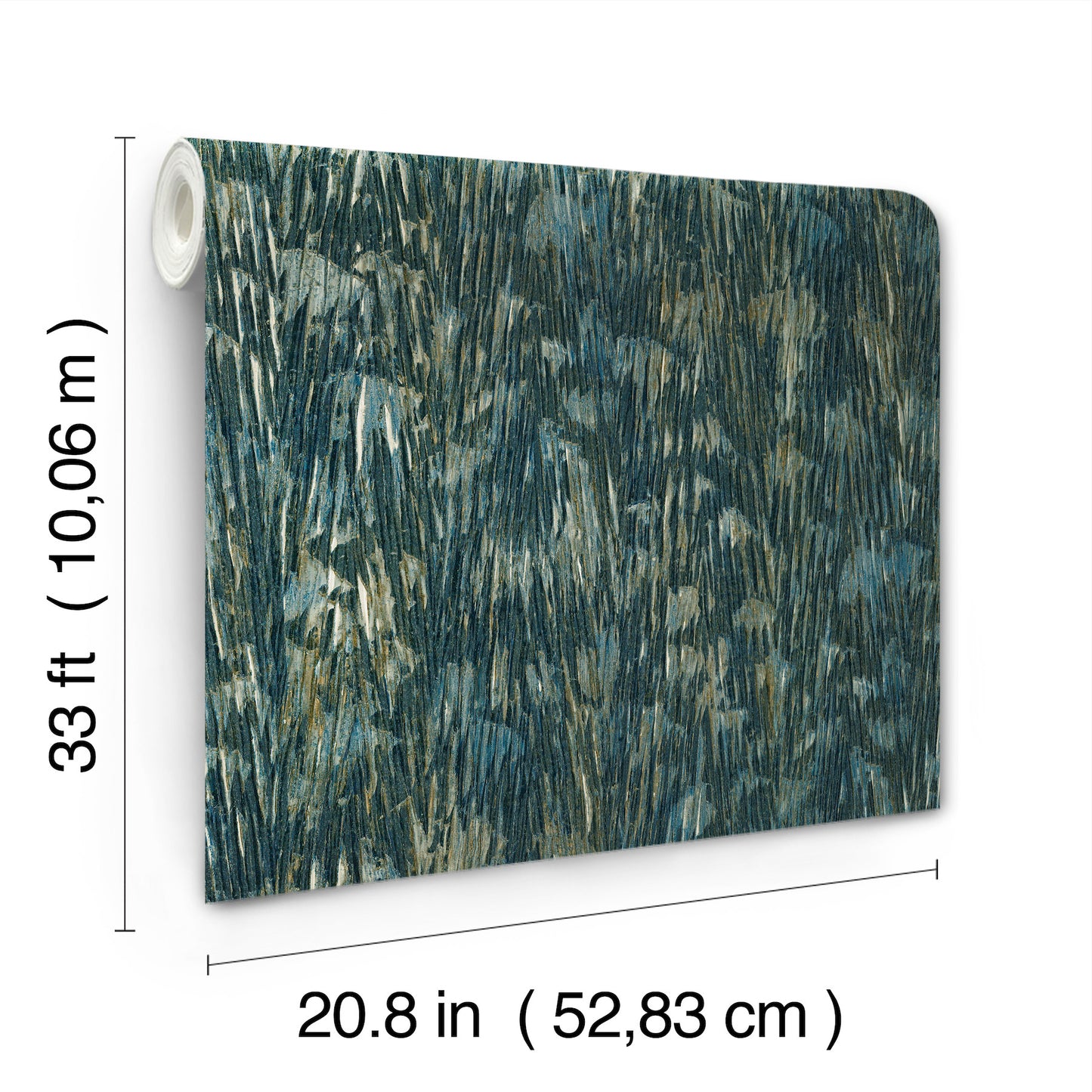 York Wallcoverings Formations Gilded Plume Teal Wallpaper Modern Textures Blues   - FM1001