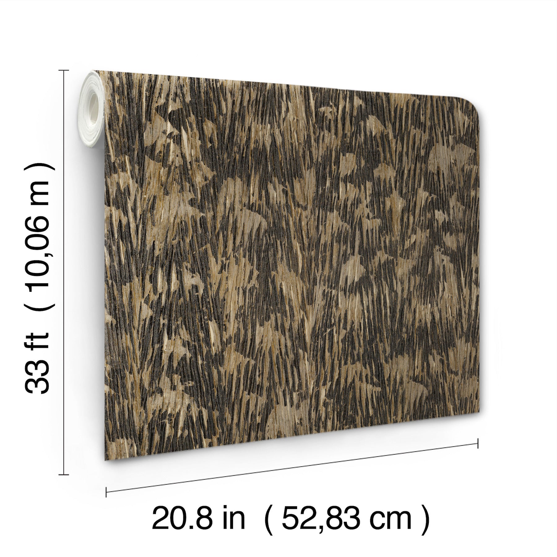 Black wallpaper with gilded plume pattern, rolled edge, 20.8 in x 33 ft, decorative wallpaper