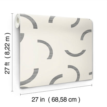 York Wallcoverings Formations Lunula Black Wallpaper Modern Geometrics Blacks   - FM1022