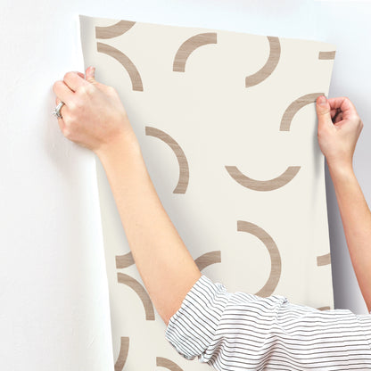 York Wallcoverings Formations Lunula Clay Wallpaper Modern Geometrics Reds   - FM1024