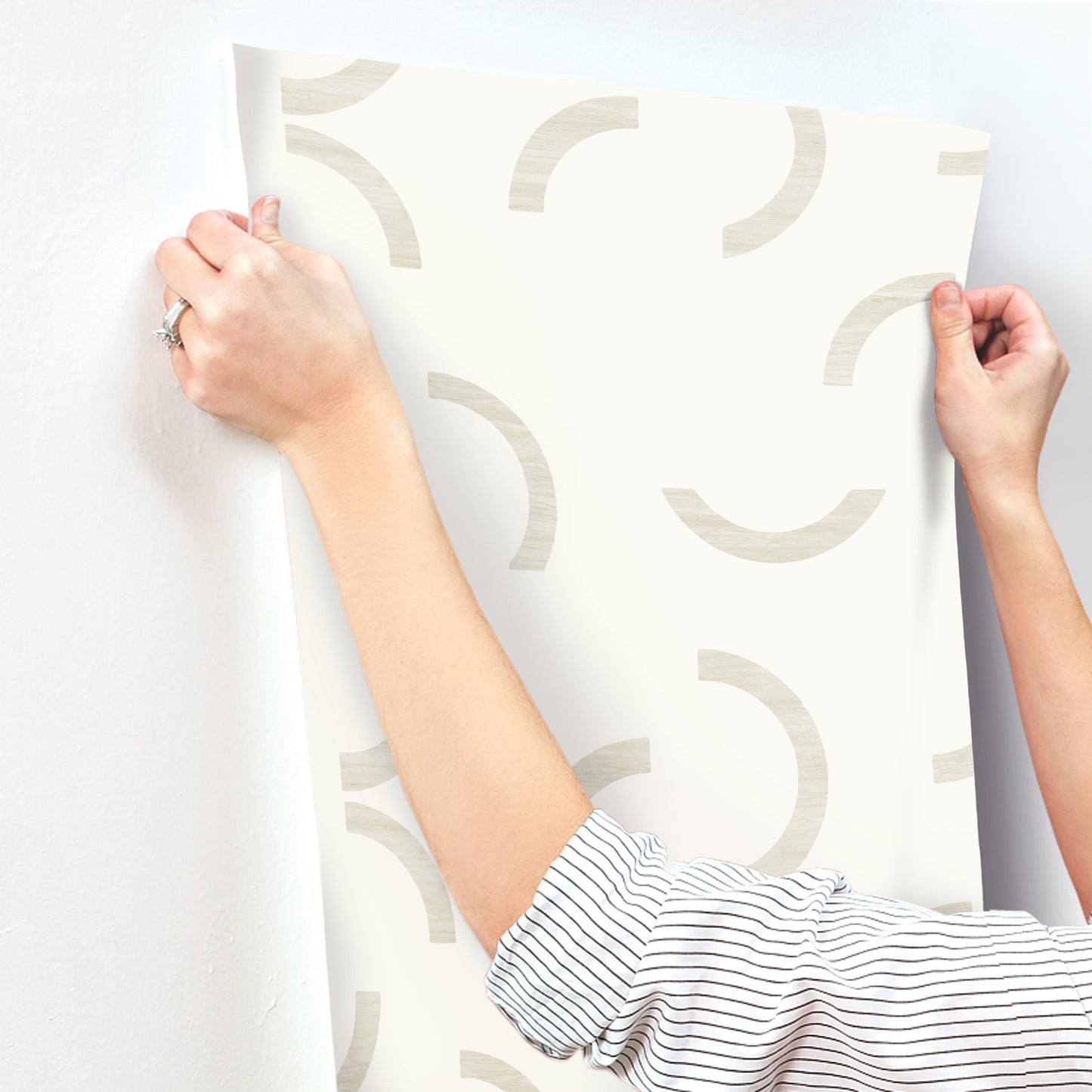 York Wallcoverings Formations Lunula Ivory Wallpaper Modern Geometrics Whites and Off-Whites   - FM1025