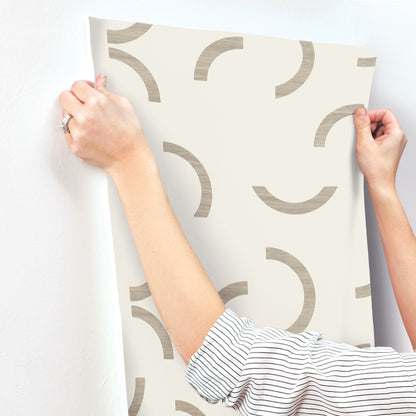 York Wallcoverings Formations Lunula Taupe Wallpaper Modern Geometrics Browns   - FM1026