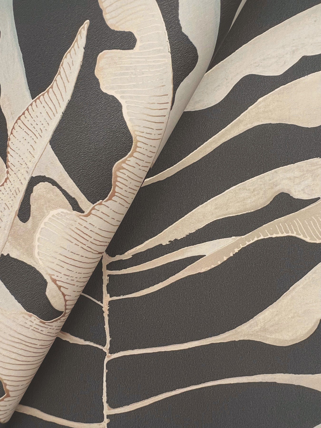 York Wallcoverings Formations Leaf Column Black Wallpaper Modern Botanical Beiges   - FM1042
