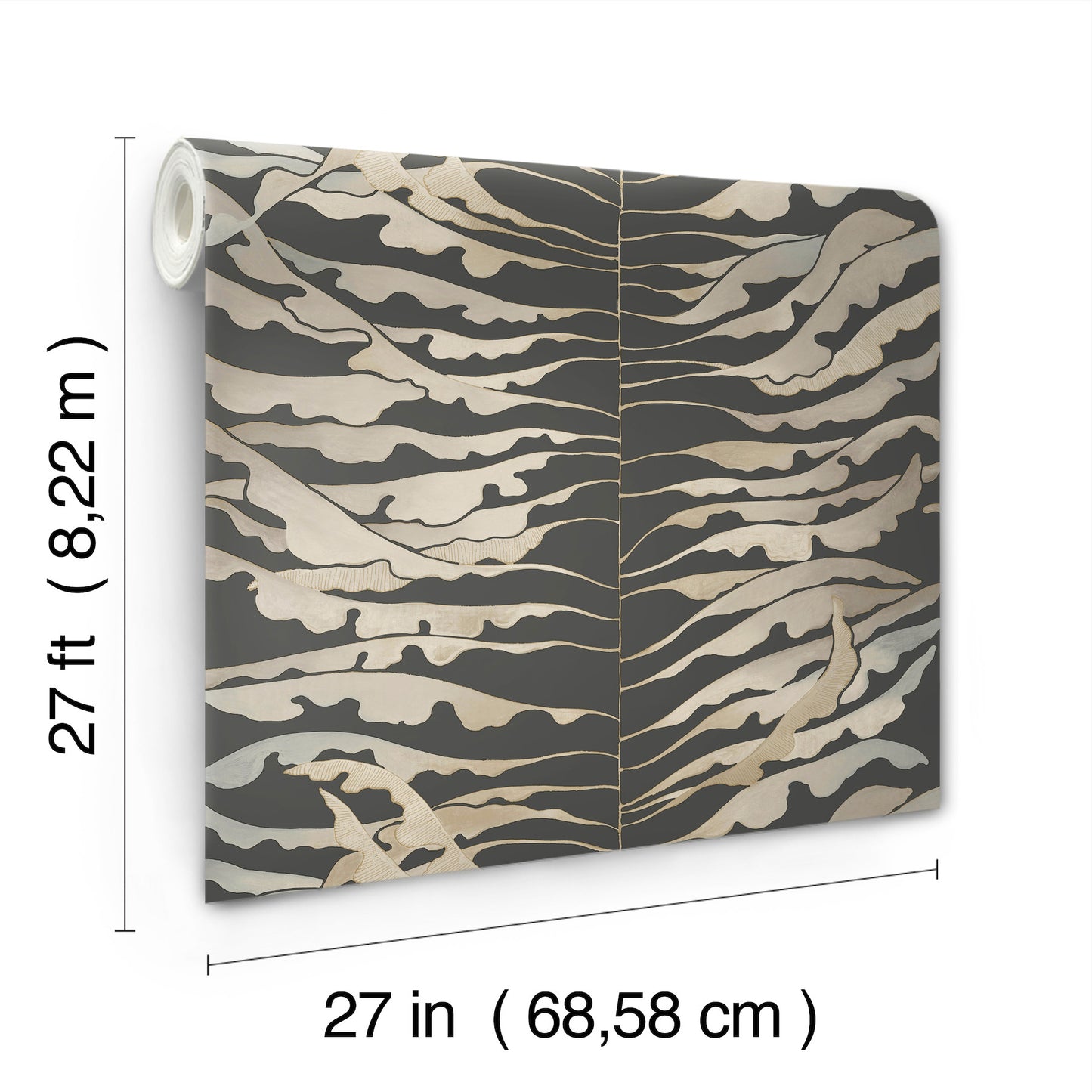 York Wallcoverings Formations Leaf Column Black Wallpaper Modern Botanical Beiges   - FM1042