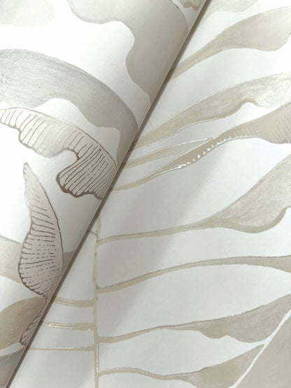 York Wallcoverings Formations Leaf Column Neutral Wallpaper Modern Botanical Greys   - FM1044