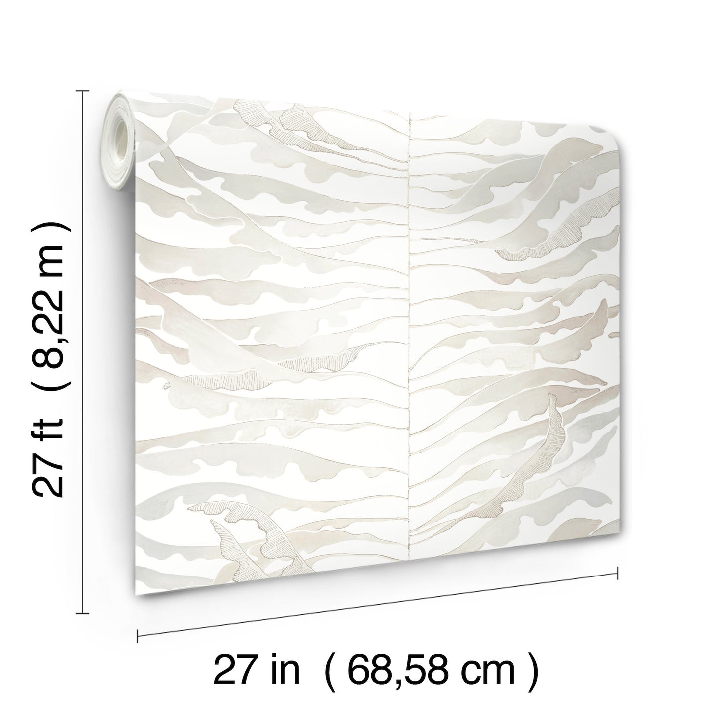 York Wallcoverings Formations Leaf Column Neutral Wallpaper Modern Botanical Greys   - FM1044