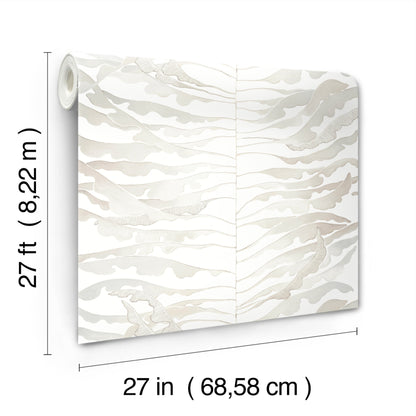 York Wallcoverings Formations Leaf Column Neutral Wallpaper Modern Botanical Greys   - FM1044