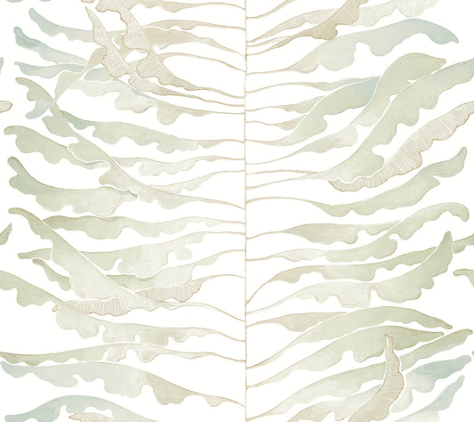 York Wallcoverings Formations Leaf Column Green Wallpaper Modern Botanical Greens   - FM1045