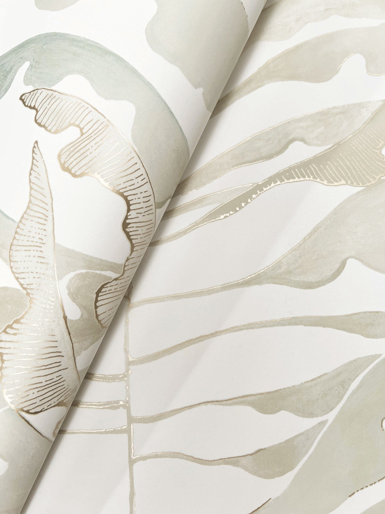 York Wallcoverings Formations Leaf Column Green Wallpaper Modern Botanical Greens   - FM1045