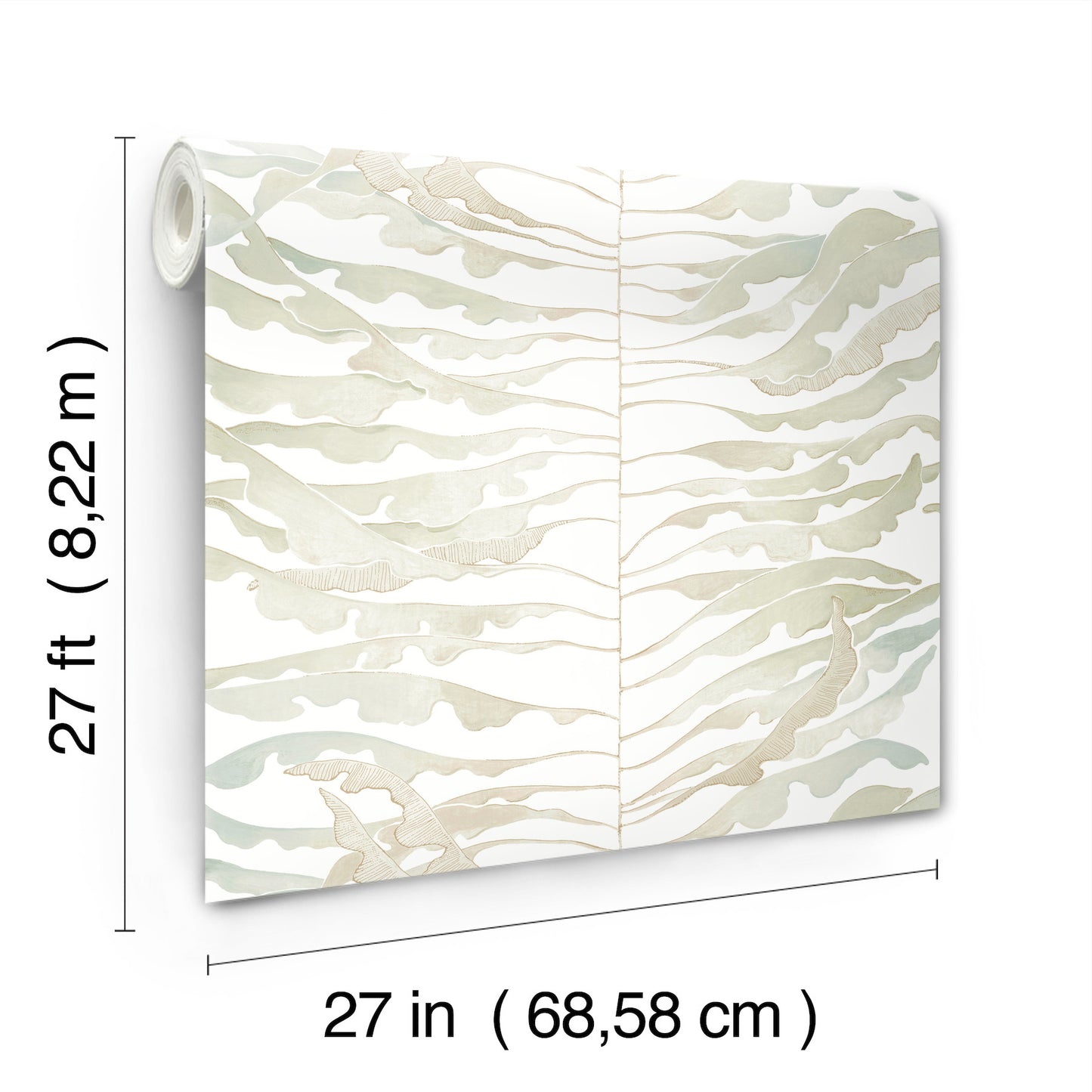 York Wallcoverings Formations Leaf Column Green Wallpaper Modern Botanical Greens   - FM1045