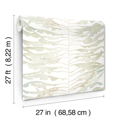 York Wallcoverings Formations Leaf Column Green Wallpaper Modern Botanical Greens   - FM1045