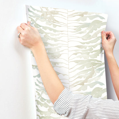 York Wallcoverings Formations Leaf Column Green Wallpaper Modern Botanical Greens   - FM1045