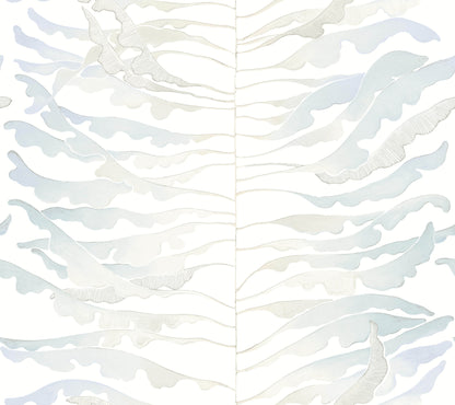 York Wallcoverings Formations Leaf Column Spa Blue Wallpaper Modern Botanical Blues   - FM1046