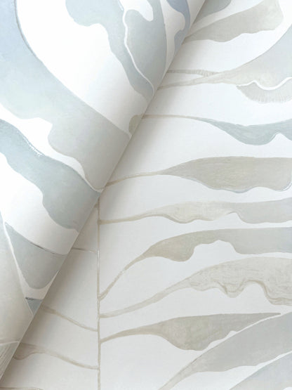 York Wallcoverings Formations Leaf Column Spa Blue Wallpaper Modern Botanical Blues   - FM1046
