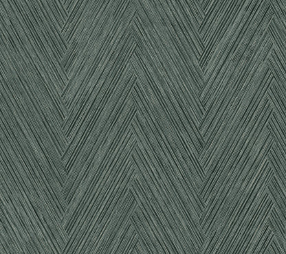 York Wallcoverings Formations Thatched Chevron Bottle Green Wallpaper Transitional Chevron Greens   - FM1054