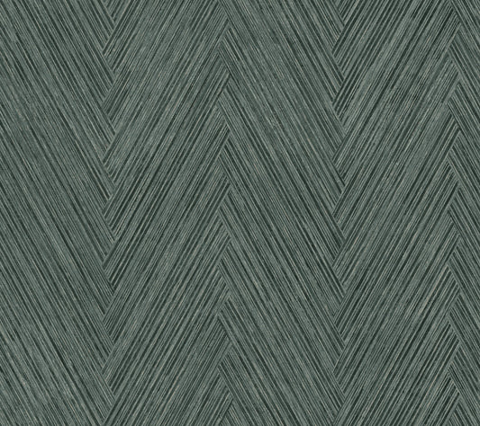 York Wallcoverings Formations Thatched Chevron Bottle Green Wallpaper Transitional Chevron Greens   - FM1054
