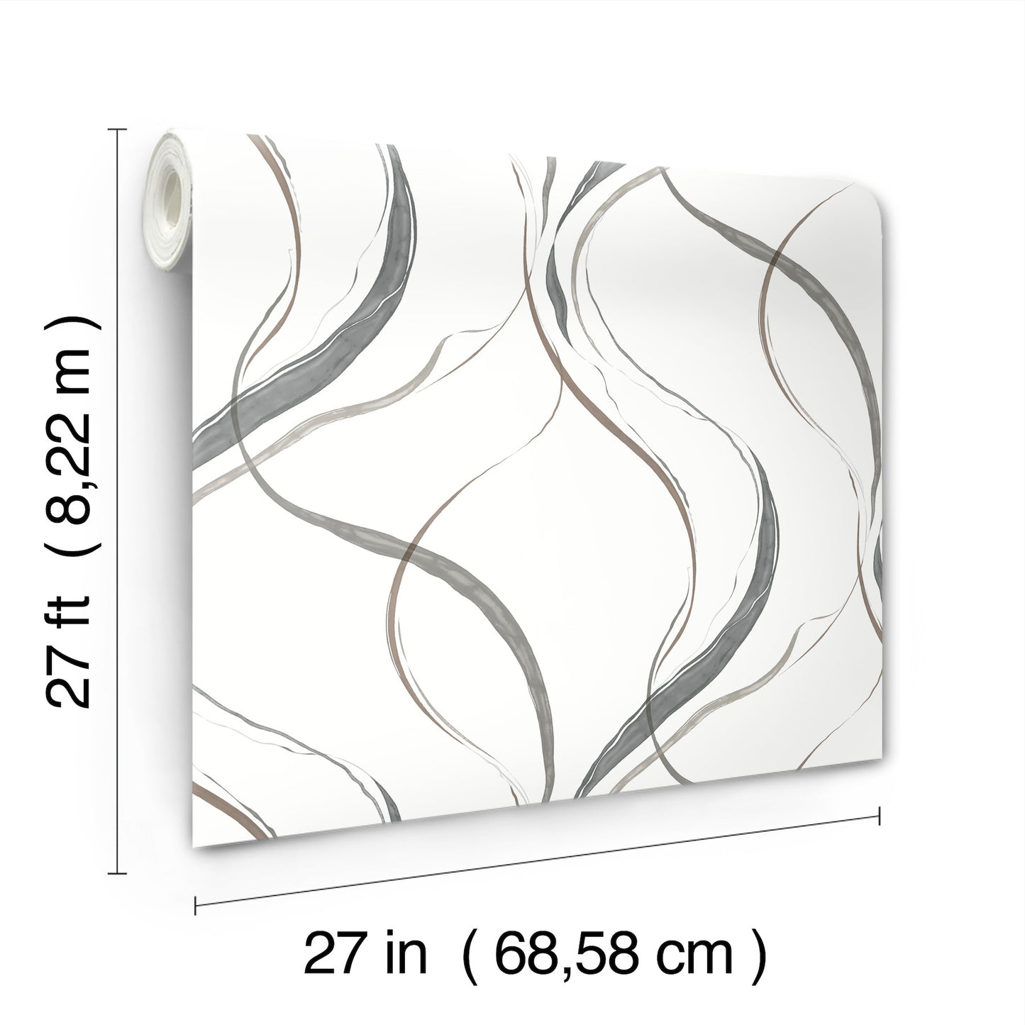 York Wallcoverings Formations Ink Flow Black and Cocoa Wallpaper Modern Modern Greys   - FM1092