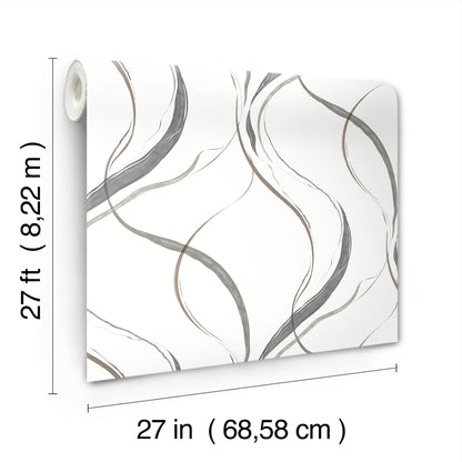 York Wallcoverings Formations Ink Flow Black and Cocoa Wallpaper Modern Modern Greys   - FM1092